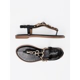 Shelvt Flat black sandals with cubic zirconia | shoptok.hr
