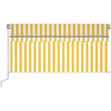 vidaXL Ročno zložljiva tenda s senčilom LED 3,5x2,5 m rumena in bela | Shoptok.si