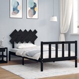 vidaXL Okvir za krevet s uzglavljem crna 100x200 cm od masivnog drva Cijene
