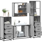 vidaXL kopalniško pohištvo 4 kosi siva sonoma inženirski les | Shoptok.si