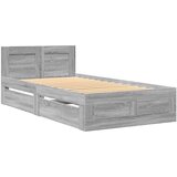 vidaXL posteljni okvir z vzglavjem siva sonoma 90x200 cm inž. les, (21303634) | Shoptok.si
