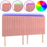 Maison Chic LED Posteljno vzglavje - Vzglavna omarica - Nočna omarica roza 200x5x118/128 cm žamet, (21711977) | Shoptok.si