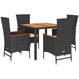 vidaXL 5-dijelni vrtni blagovaonski set s jastucima od poliratana crni | shoptok.hr