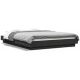 Okvir kreveta s LED svjetlima crni 135 x 190 cm drveni