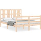 The Living Store Posteljni okvir z vzglavjem trden les - Posteljni Okvir, (21523442) | Shoptok.si