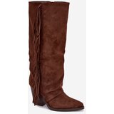 Boto Women's Cowboy Boots With Fringes On A Heel Brown Tivara | ePonuda.com