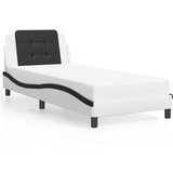 Maison Chic Posteljni okvir - Enojna postelja - Postelja za odrasle z vzglavjem bel in črn 90x190 cm umetno usnje-J9362, (21763928) | Shoptok.si
