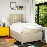 vidaXL Box spring postelja z vzmetnico krem 120x190 cm blago, (21304940) | Shoptok.si