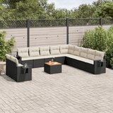 Maison Chic Seti vrtnega pohištva - Vrtna garnitura - Vrtni pohištvo set 12-delna z blazinami črn poli ratan, (21810040) | Shoptok.si
