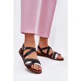 Sergio Leone Womens Flat Sandals With Straps Black | Shoptok.si