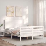 Maison Chic Posteljni okvir - Dvoposteljna postelja - Zakonska postelja z vzglavjem bel 120x200 cm trden les-J15610, (21761736) | Shoptok.si