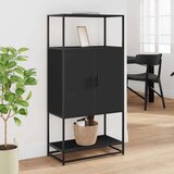vidaXL Visoka omara črna 68x35x139 cm inženirski les in kovina | Shoptok.si