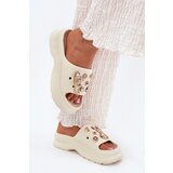 Boto Ladies Foam Slippers With Golden Clips Light Beige Hortiana | shoptok.hr