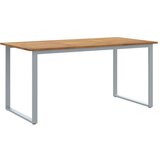 Vanjski Zunanja jedilna miza Siva 160x80x75 cm Jeklo in Masivno leseno Akacijevo | Shoptok.si