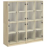 Regal za knjige s vratima boja hrasta 136x37x142 cm drveni | Eponuda.com