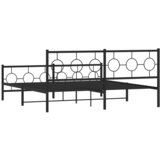  Metalni okvir kreveta uzglavlje i podnožje crni 183x213 cm | shoptok.hr