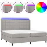  Box spring s madracem LED svjetlosivi 200x200 cm tkanina | shoptok.hr