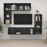 Furnova Komplet TV omaric 4-delni visok sijaj siva iverna plošča, (21924769) | Shoptok.si