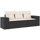  The Living Store Vrtna sedežna garnitura 3-delna z blazinami črn poli ratan - Vrtna Sedežna Garniture, (21446850) | Shoptok.si
