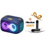 Prijenosni bluetooth karaoke zvučnik sa dva mikrofona S3000 plavi
