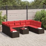  Sjedeća garnitura za vrt 10 kom. Smeđa poliratan 55 x 55 x 37 cm | Shoptok.si