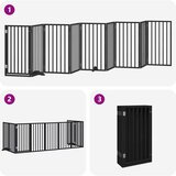  Vrata za pse s vratašcima 9 panela sklopiva 450 cm drvo topole Crna 50 x 90 x 2 cm | Shoptok.si