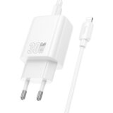 hoco. polnilec N63 GaN PD 30W USB-A, Type C s kablom Type C na Lightning - bel | Shoptok.si