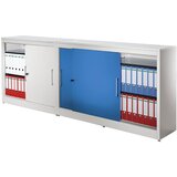 mauser Omara z drsnimi vrati, nizka omarica, 4 police, sredinska predelna stena, VxŠxG 1040 x 1600 x 420 mm, svetlo siva | Shoptok.si