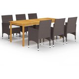 vidaXL 7-dijelni vrtni blagovaonski set s jastucima smeđi | shoptok.hr