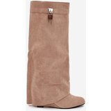 Boto Women's Platform Boots with Strap and Silver Detail Beige Korivelle | Shoptok.si