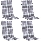  Jastuci za stolice 4 kom sivi karirani 120x50x3 cm od tkanine | shoptok.hr