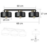  stropno svetlo ignia 3xE27/60W/230V crno/zlatno | Eponuda.com