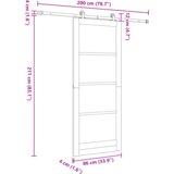 vidaXL Drsna vrata z kompletnim priborom 'ORKDAL'iz trdega lesa borovine, Notranja vrata 'ORKDAL'86x211x4 cm iz trdega lesa borovine | Shoptok.si