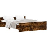  The Living Store Posteljni okvir z vzglavjem in vznožjem dim. hrast 150x200 cm - Posteljni Okvir, (21454155) | Shoptok.si