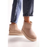 Shoeberry Women's Uggy Beige Short Suede Boots with Pile Inside Beige Textile. | shoptok.hr