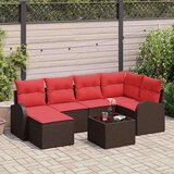 Vrtna sedežna garnitura z blazino 7 pcs Rjava Poliratan, (5000143811) | Shoptok.si