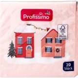 Profissimo troslojne salvete - motiv: snežne kućice, 25x25cm 20 kom