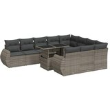 Maison Chic Seti vrtnega pohištva - Vrtna garnitura - Vrtni pohištvo set 11-delna z blazinami siv poli ratan, (21816255) | Shoptok.si