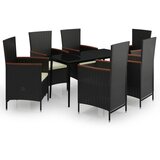  7-dijelni vrtni blagovaonski set s jastucima crni | shoptok.hr