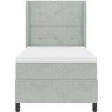 vidaXL Postelja s škatlasto vzmetjo z vzmetnico Svetlo siva 100x200 cm Žamet | Shoptok.si