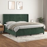 vidaXL Box spring postelja z vzmetnico temno zelena 200x200 cm žamet | Shoptok.si