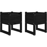 Maison Chic Visoka greda - Greda - Cvetlični Lonec 2 kosa črna 40x40x52,5 cm trdna borovina, (21790086) | Shoptok.si