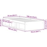  Okvir kreveta crni 75 x 190 cm mali za jednu osobu | shoptok.hr