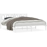 Maison Chic Kovinski Posteljni okvir - Dvoposteljna postelja - Zakonska postelja z vzglavjem bel 183x213 cm, (21693341) | Shoptok.si
