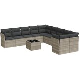 vidaXL Vrtna sedežna garnitura 11-delna z blazinami sv. siv poli ratan, (21411075) | Shoptok.si