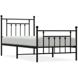  Metalni okvir kreveta uzglavlje i podnožje crni 90 x 200 cm | shoptok.hr