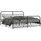 Furnova Kovinski posteljni okvir z vzglavjem in vznožjem črn 200x200 cm, (21941900) | Shoptok.si