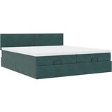 vidaXL Otomanski posteljni okvir z vzmetnicami zelen 200x200cm žamet, (21609301) | Shoptok.si