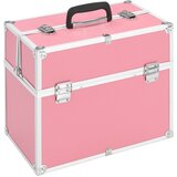 vidaXL Kovčeg za šminku 37 x 24 x 35 cm ružičasti aluminijski Cijene