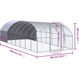 Vanjski kokošinjac 3 x 8 x 2 m od pocinčanog čelika | shoptok.hr